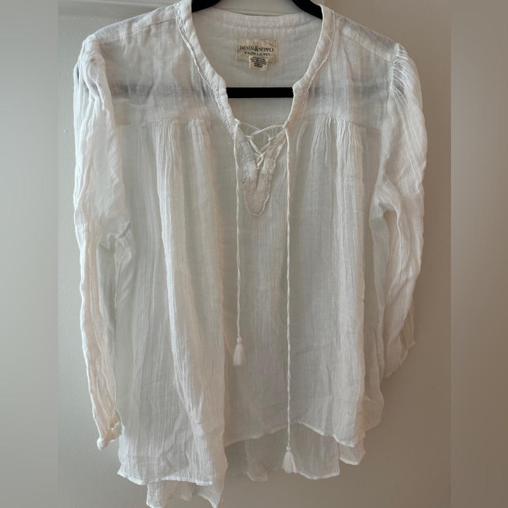 Denim & Supply Lightweight Blouse w/ Lace Detail